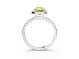 White gold Fancy Yellow Radiant Cut Halo Diamond Pave Band with Prong Setting_3