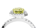 White gold Fancy Yellow Radiant Cut Halo Diamond Pave Band with Prong Setting_4