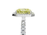 White gold Fancy Yellow Radiant Cut Halo Diamond Pave Band with Prong Setting_5