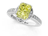 White gold Fancy Yellow Radiant  Cut Halo Diamond Ring with Channel Set Band and Four-Prong Setting_33