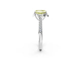 White gold Fancy Yellow Radiant  Cut Halo Diamond Ring with Channel Set Band and Four-Prong Setting_34