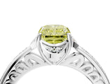 White gold Fancy Yellow Radiant  Cut Halo Diamond Ring with Channel Set Band and Four-Prong Setting_36