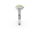 White gold Fancy Yellow Radiant  Cut Halo Diamond Ring with Pavé Band and Four-Prong Setting_54