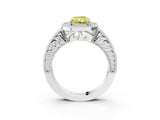 White gold Fancy Yellow Radiant  Cut Halo Diamond Ring with Pavé Band and Four-Prong Setting_55