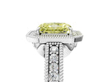 White gold Fancy Yellow Radiant  Cut Halo Diamond Ring with Pavé Band and Four-Prong Setting_57