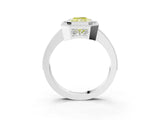 White gold Fancy Yellow Radiant  Cut Halo Diamond Ring with Pavé Band and Milgrain Prong Setting_35