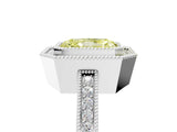 White gold Fancy Yellow Radiant  Cut Halo Diamond Ring with Pavé Band and Milgrain Prong Setting_37