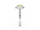 White gold Fancy Yellow Radiant Cut Halo Diamond Ring with Pavé Band and Three-Prong Setting_26