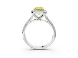 White gold Fancy Yellow Radiant Cut Halo Diamond Ring with Pavé Band_51