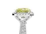 White gold Fancy Yellow Radiant Cut Halo Diamond Ring with Pavé Band_53