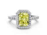 White gold Fancy Yellow Radiant  Cut Halo Diamond Ring with Pave Band and Four-Prong Setting_24