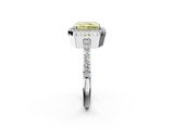 White gold Fancy Yellow Radiant  Cut Halo Diamond Ring with Pave Band and Four-Prong Setting_26