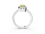 White gold Fancy Yellow Radiant  Cut Halo Diamond Ring with Pave Band and Four-Prong Setting_27