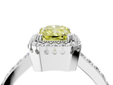 White gold Fancy Yellow Radiant  Cut Halo Diamond Ring with Pave Band and Four-Prong Setting_28