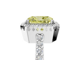 White gold Fancy Yellow Radiant  Cut Halo Diamond Ring with Pave Band and Four-Prong Setting_29