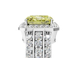 White gold Fancy Yellow Radiant Cut Halo Diamond Ring with Round  Split Shank and Prong Setting_148