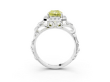 White gold Fancy Yellow Radiant  Cut Halo Diamond Ring with Scrollwork Band and Four-Prong Setting_119