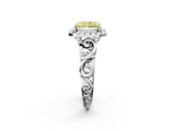 White gold Fancy Yellow Radiant  Cut Halo Diamond Ring with Scrollwork Band and Four-Prong Setting_121