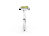 White gold Fancy Yellow Radiant Cut Halo Diamond Ring with Solitaire Band and Prong Setting_2