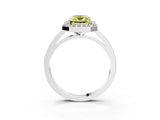 White gold Fancy Yellow Radiant Cut Halo Diamond Ring with Solitaire Band and Prong Setting_3