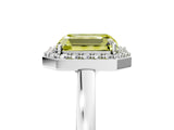 White gold Fancy Yellow Radiant Cut Halo Diamond Ring with Solitaire Band and Prong Setting_5