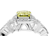 White gold Fancy Yellow Radiant Cut Halo Diamond Split Shank Engagement Ring with Four-Prong Setting_4