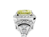 White gold Fancy Yellow Radiant Cut Halo Diamond Split Shank Engagement Ring with Four-Prong Setting_5