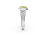 White gold Fancy Yellow Radiant Cut Halo Pavé Diamond Engagement Ring with Split Shank and Four-Prong Setting_5