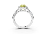 White gold Fancy Yellow Radiant Cut Halo Pavé Diamond Engagement Ring with Split Shank and Four-Prong Setting_6