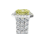 White gold Fancy Yellow Radiant Cut Halo Pavé Diamond Engagement Ring with Split Shank and Four-Prong Setting_8