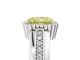White gold Fancy Yellow Radiant  Cut Halo Pave Band Four-Prong Ring_54