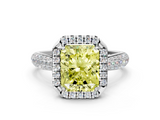 White gold Fancy Yellow Radiant  Cut Halo Pave Band Four-Prong Setting Ring_16