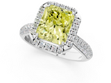 White gold Fancy Yellow Radiant  Cut Halo Pave Band Four-Prong Setting Ring_18