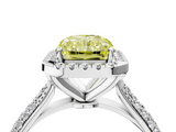 White gold Fancy Yellow Radiant  Cut Halo Pave Band Four-Prong Setting Ring_21