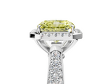 White gold Fancy Yellow Radiant  Cut Halo Pave Band Four-Prong Setting Ring_21