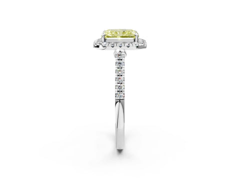 White gold Fancy Yellow Radiant Cut Halo Pave Diamond Engagement Ring with Four-Prong Setting_38