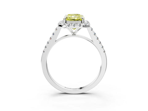 White gold Fancy Yellow Radiant Cut Halo Pave Diamond Engagement Ring with Four-Prong Setting_39