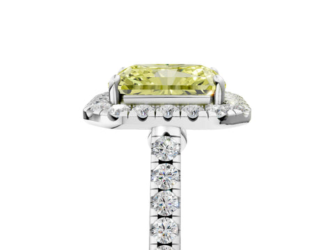 White gold Fancy Yellow Radiant Cut Halo Pave Diamond Engagement Ring with Four-Prong Setting_41
