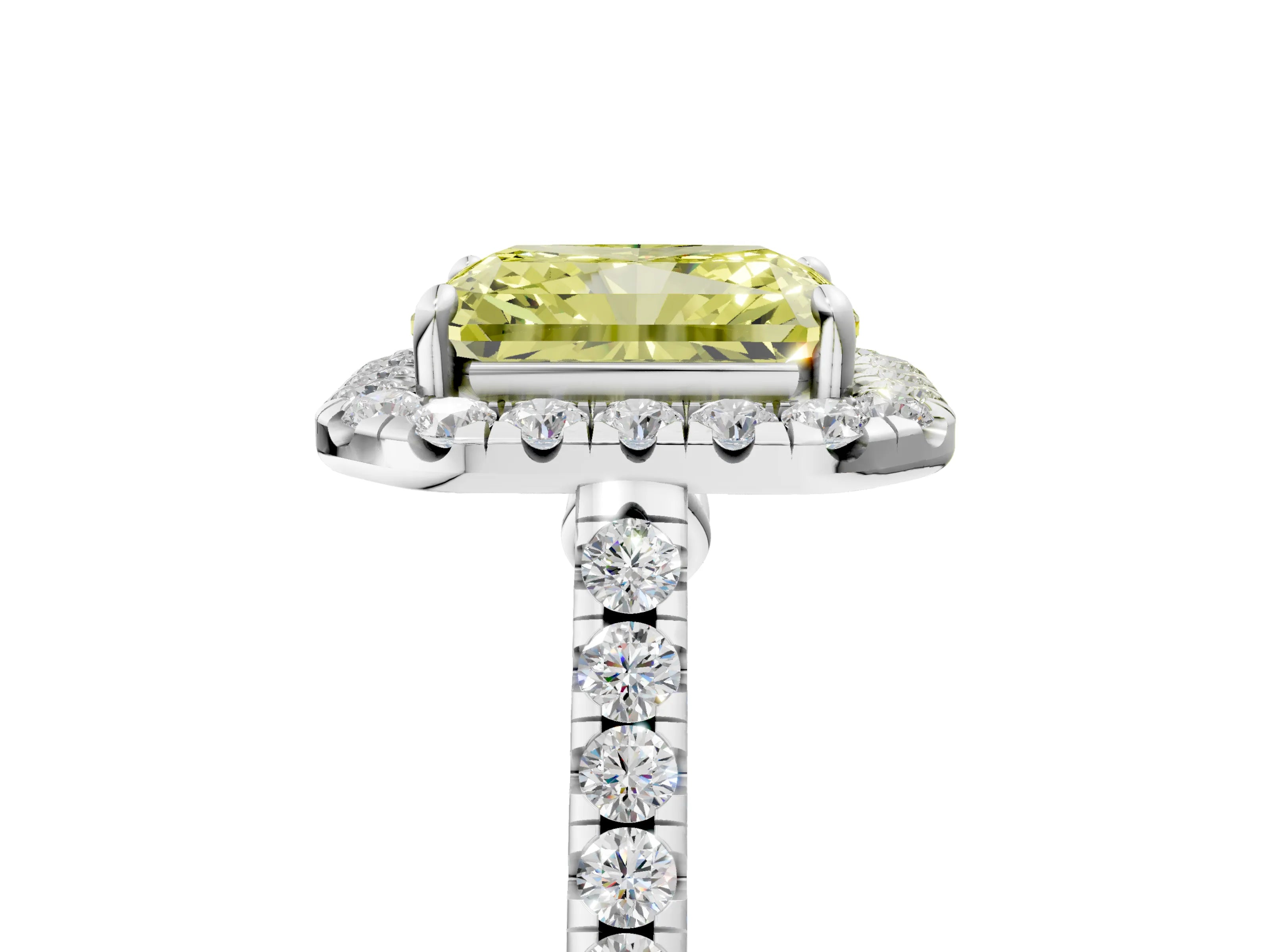 White gold Fancy Yellow Radiant Cut Halo Pave Diamond Engagement Ring with Four-Prong Setting_41