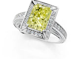 White gold Fancy Yellow Radiant  Cut Halo Pave Split Shank Prong Setting Ring_33