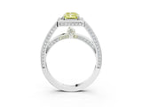 White gold Fancy Yellow Radiant  Cut Halo Pave Split Shank Prong Setting Ring_35
