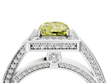 White gold Fancy Yellow Radiant  Cut Halo Pave Split Shank Prong Setting Ring_36