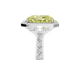 White gold Fancy Yellow Radiant Cut Halo Round Diamond Pavé Band with Four-Prong Setting_52
