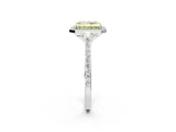 White gold Fancy Yellow Radiant Cut Halo Round Diamond Pavé Band with Four-Prong Setting_53