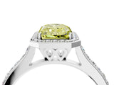 White gold Fancy Yellow Radiant Cut Halo Round Diamond Pavé Band with Four-Prong Setting_63