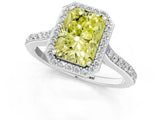 White gold Fancy Yellow Radiant Cut Halo Round Diamond Pavé Band with Four-Prong Setting_72
