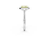 White gold Fancy Yellow Radiant Cut Halo Round Diamond Pavé Band with Four-Prong Setting_77