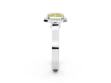 White gold Fancy Yellow Radiant Cut Halo Round Diamond Twist Band with Four-Prong Setting_26
