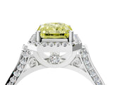 White gold Fancy Yellow Radiant Cut Halo Round Diamond Twist Band with Four-Prong Setting_28