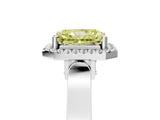 White gold Fancy Yellow Radiant Cut Halo Round Diamond Twist Band with Four-Prong Setting_29